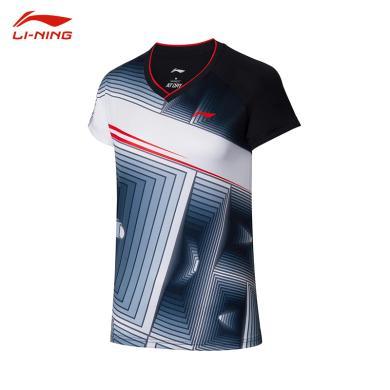 李宁(LI-NING)羽毛球服速干凉爽透气吸汗女运动比赛短袖T恤上衣