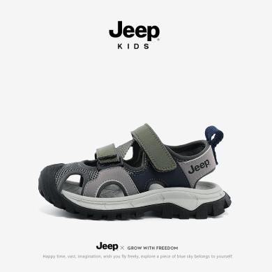 jeep儿童凉鞋男童夏款2024新款男宝童鞋男孩包头夏季运动沙滩鞋子24SS0843