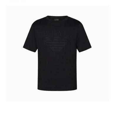 【支持购物卡】Emporio Armani/阿玛尼男士黑色立体印花棉质T恤 香港直邮