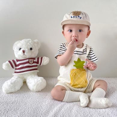 Peninsula Baby婴儿衣服夏季薄款婴儿连体衣小菠萝婴儿夏装短袖假两件新生儿衣服