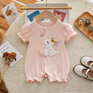 Peninsula Baby婴儿衣服夏季婴儿连体衣刺绣小兔子女宝宝衣服婴儿夏季连衣薄款
