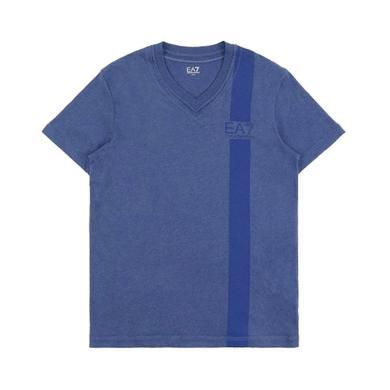 【支持购物卡】Emporio Armani/阿玛尼 男士蓝色休闲时尚棉质V领T恤 香港直邮