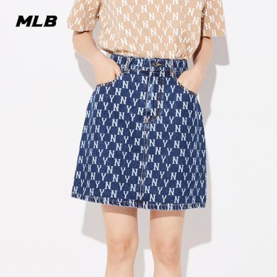 【2-3天发货】MLB女士牛仔短裙复古老花休闲半身裙百搭时尚夏季H-3FDSM0123