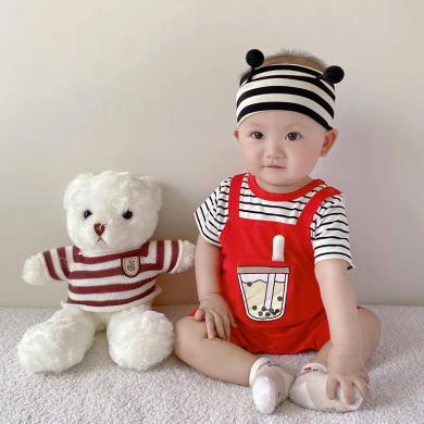 Peninsula Baby婴儿衣服夏季婴儿连体衣棉短袖新生儿衣服假两件薄款婴儿服装