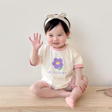 Peninsula Baby 婴儿衣服夏季短袖婴儿连体衣小清新平角哈衣薄款新生儿衣服棉