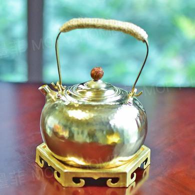 墨菲手工锤纹黄铜茶壶烧水壶新中式复古加厚碳炉煮茶器家居装饰品摆件