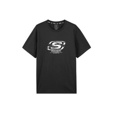 Skechers 缤纷休闲系列 字母Logo印花运动短袖 落肩袖T恤 男女同款L223U102