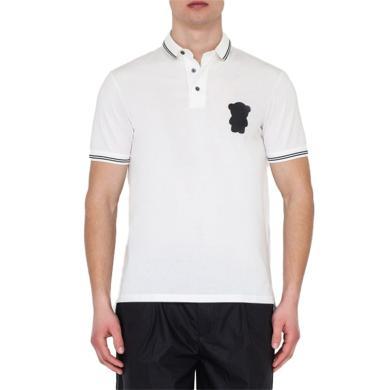 【支持购物卡】Emporio Armani/阿玛尼男士时尚Polo领白色圆领小熊设计T恤香港直邮