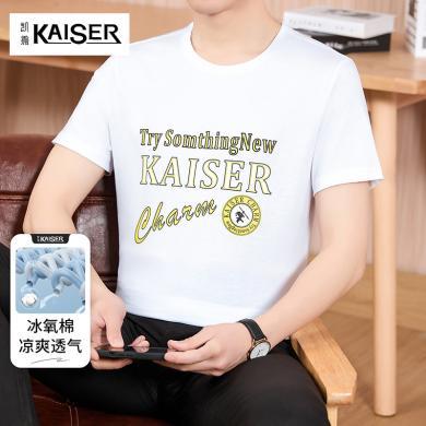 凯撒KAISER  【冰氧棉】夏季男士烫画字母休闲透气圆领短袖男式t恤8K2210112998