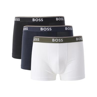 【支持购物卡】HUGO BOSS雨果博斯男士Black系列徽标条纹饰带平角内裤三件套装 香港直邮