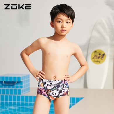 洲克儿童泳衣男童平角专业游泳训练zoke熊猫速干中大童比赛游泳裤124526857
