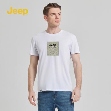 Jeep吉普男装新款夏季纯棉短袖T恤男士体恤圆领打底衫上衣男	P842MKT508