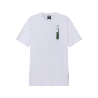 【支持购物卡】HUGO BOSS雨果博斯男士印花图案潮流百搭白色棉质圆领短袖T恤 香港直邮