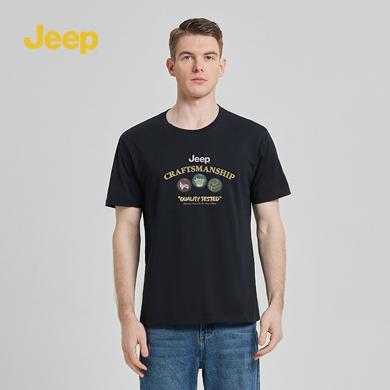 Jeep吉普夏季新款男士短袖t恤透气纯棉圆领上衣男	P842MKT491