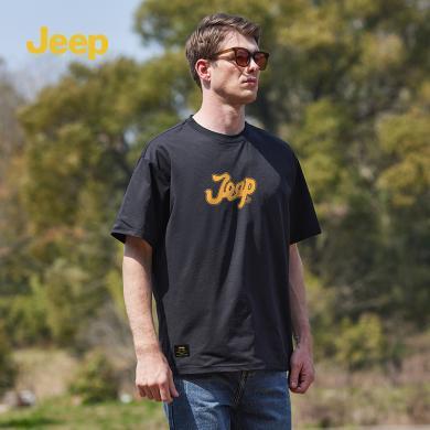 Jeep吉普男女款圆领短袖T恤夏季新款爆款t恤青年情侣体桖衫	P842MKT415