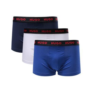 【支持购物卡】HUGO BOSS雨果博斯男士HUGO系列徽标腰带棉质舒适平角内裤三件套装 香港直邮