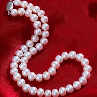 慕梵珠宝  浓情8-9mm强光白色淡水珍珠项链 送妈妈婆婆礼物正品送妈妈款颈链 母亲节礼物