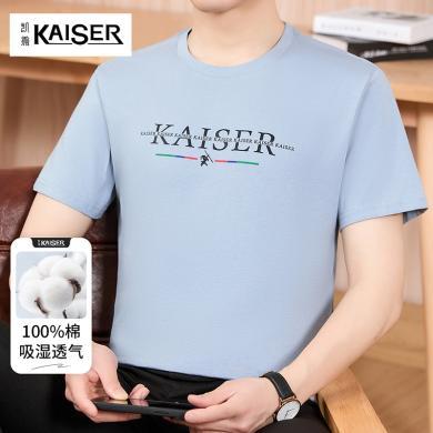 凯撒KAISER 【100%棉&时尚烫印】夏季男士潮流圆领短袖男t恤男K321077999462