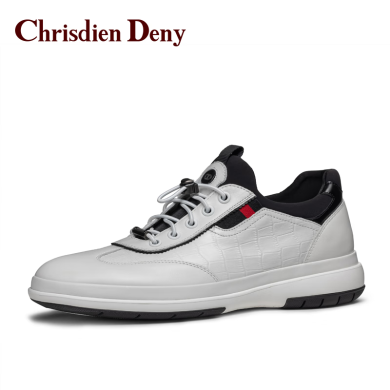 Chrisdien Deny克雷斯丹尼新款男士牛皮板鞋休闲鞋英伦百搭免系带皮鞋