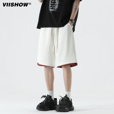 VIISHOW美式运动短裤男夏季假两件休闲裤子潮牌宽松直筒五分裤子KDMYK249130242