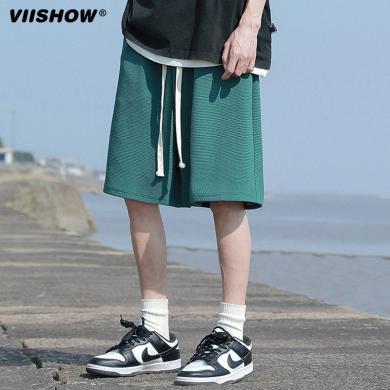 VIISHOW美式vibe高街运动短裤男夏季ins潮牌直筒休闲抽绳五分裤KD68070242