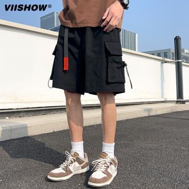 VIISHOW2024夏季新款大口袋机能短裤男生宽松休闲工装复古五分裤KDX2408242