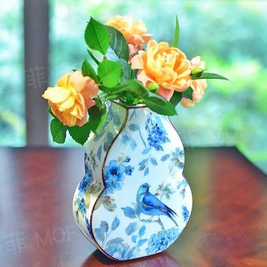 DEVY陶瓷小花瓶摆件欧式美式客厅餐桌茶几博古架装饰品插花器家居摆设