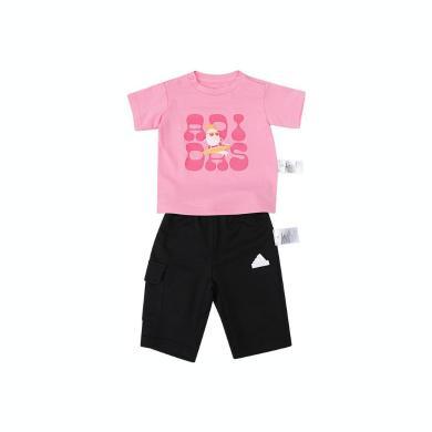 adidas kids阿迪达斯小童2024女婴童IN CD 3/4 SET短袖针织套服IT1811
