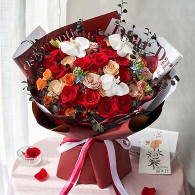 真心相伴 鲜花全国同城配送红玫瑰混搭花束浪漫送女友闺蜜老婆