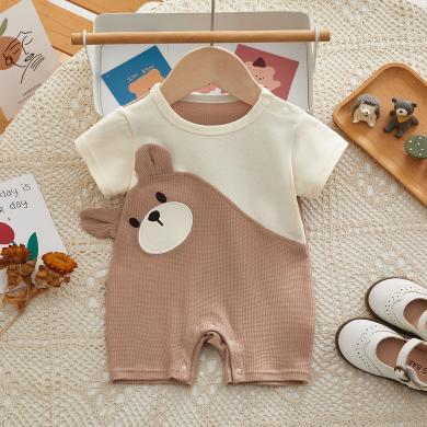 Peninsula Baby婴儿衣服夏季薄款婴儿连体衣立体小熊新生儿衣服短袖男宝宝连体衣