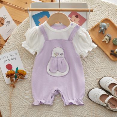 Peninsula Baby婴儿衣服夏季薄款婴儿连体衣兔兔宝宝衣服短袖婴儿夏装新生儿衣服