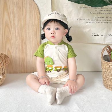 Peninsula Baby婴儿衣服夏季薄款宝宝衣服恐龙小火车婴儿连体衣短袖新生儿衣服
