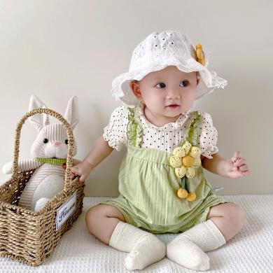 Peninsula Baby婴儿夏季连体衣薄款女宝宝衣服立体小花新生儿衣服短袖婴儿衣服