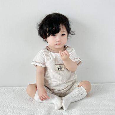 Peninsula Baby婴儿夏装背带假两件新生儿衣服婴儿连体衣薄款宝宝衣服短袖婴儿服