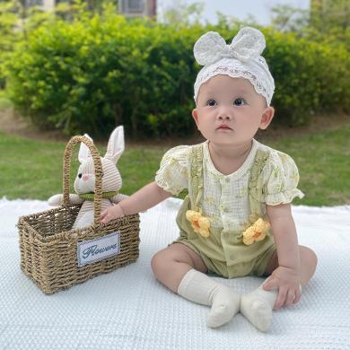 Peninsula Baby婴儿衣服夏季连衣薄款新生儿衣服前开小花朵婴儿连体衣女宝宝衣服