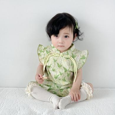 Peninsula Baby婴儿衣服夏季薄款中国风女宝宝衣服复古盘扣新生儿衣服婴儿夏装