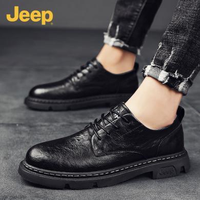 Jeep吉普男鞋正装休闲皮鞋男士商务英伦风工装鞋潮百搭大头鞋	CDRB8852