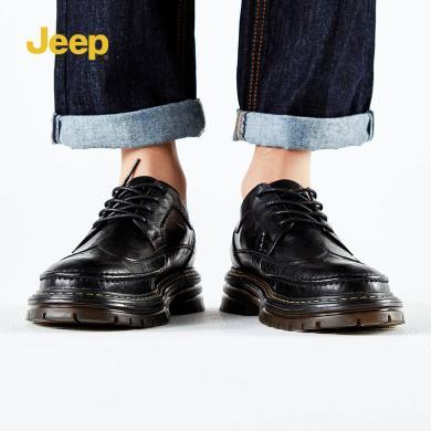 Jeep吉普男鞋春夏季新品商务英伦风都市休闲皮鞋男士正装鞋子男	P231M10015