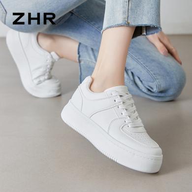 ZHR板鞋女新款春季厚底增高简约小白鞋经典空军爆款低帮运动休闲CS60