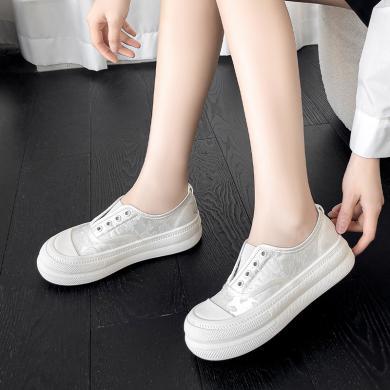 ZHR则则国风新款新中式绸缎面刺绣一脚蹬板鞋休闲女鞋CX39