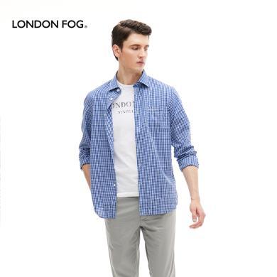 伦敦雾 春季新款男士通勤长袖格子衬衣LS15WH013