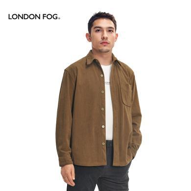 伦敦雾春季新款灯芯绒长袖衬衫男士外套宽松休闲衬衣DLWWHM23A050
