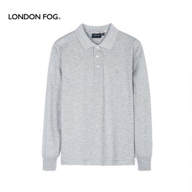 伦敦雾 春季新款男士合身版长袖Polo衫纯棉休闲T恤简约刺绣翻领上衣 LS16KT101