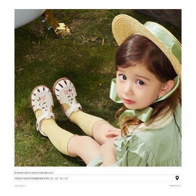 【支持购物卡/积分】Snoffy斯纳菲女童凉鞋2024夏季新款儿童防滑公主软底鞋宝宝包头鞋-338443