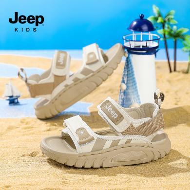 jeep凉鞋2024夏季新款儿童露趾童鞋男童透气软底防滑时装鞋沙滩鞋24SS0810