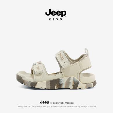 jeep男童凉鞋露趾防滑2024新款夏季童鞋儿童魔术贴涉水鞋沙滩鞋子24SS0815