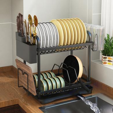 奥纳斯厨房沥水碗碟架双层家用台面放碗筷置物架水槽晾碗餐具架