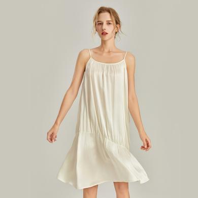 SMR/珊目尔2024新款夏季法式真丝睡裙高级感19姆米重磅宫廷风白色吊带睡裙女T12930