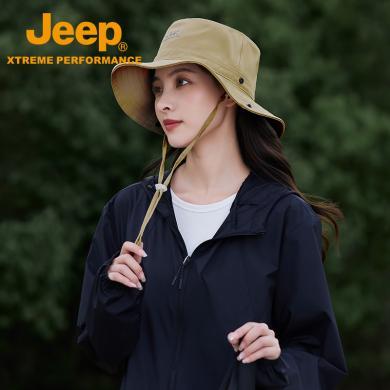 Jeep/吉普男女同款防紫外线透气防风渔夫帽加大帽檐可调节P413078951