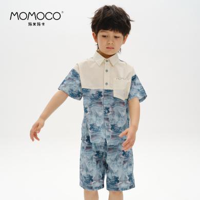 MOMOCO/玛米玛卡男童时尚满印两件套夏季新款儿童纯棉套装潮75230580001